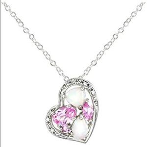 Glamouresq Sterling Silver Pink Sapphire/Opal Ring